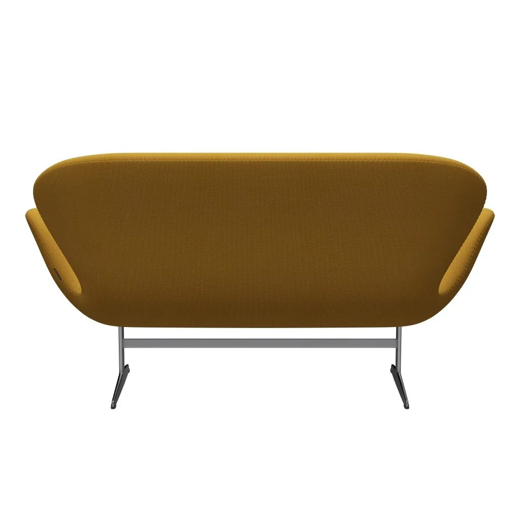 Fritz Hansen Swan™ Sofa 2 Seater, Satin Brushed Aluminium/Steelcut Trio Mustard