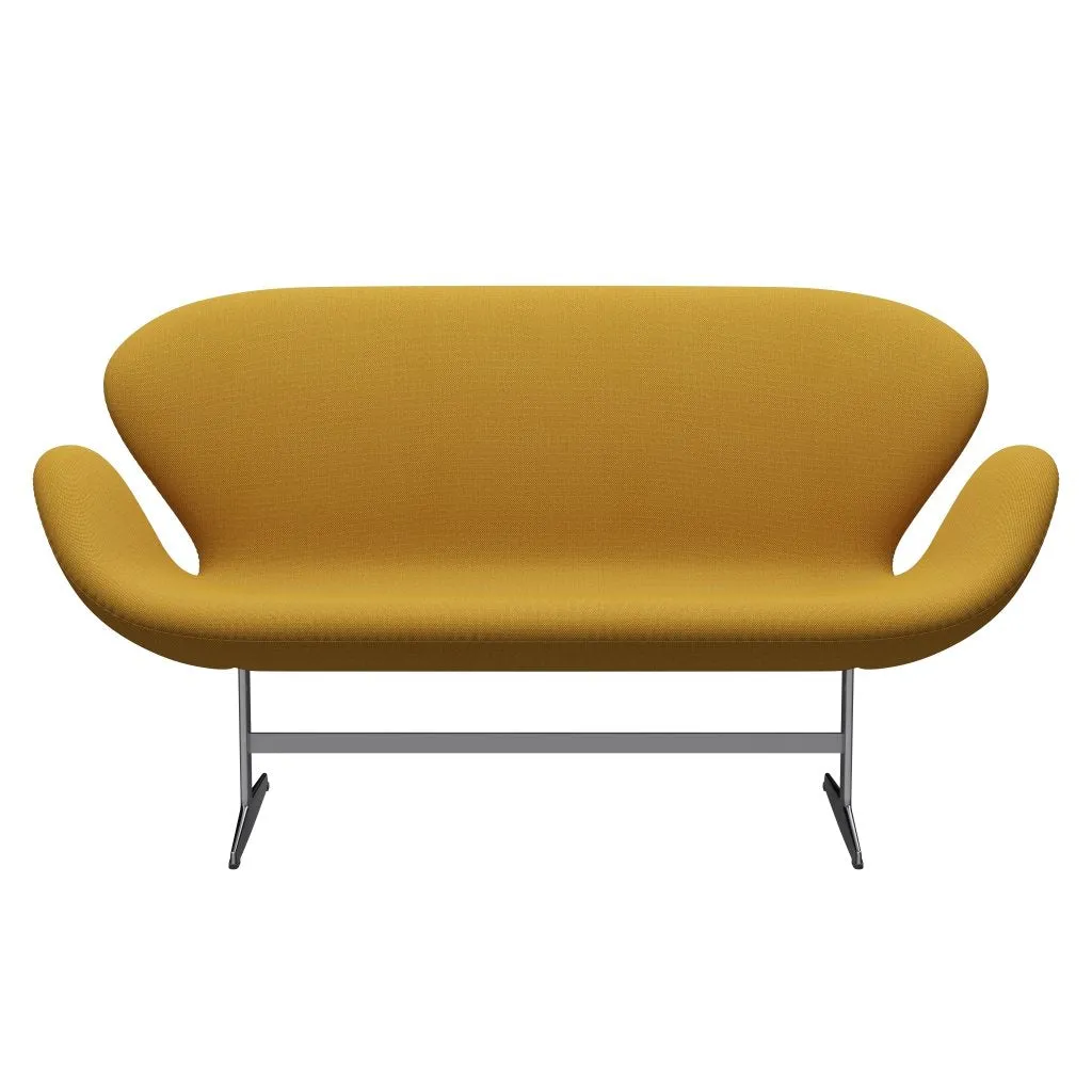 Fritz Hansen Swan™ Sofa 2 Seater, Satin Brushed Aluminium/Steelcut Trio Mustard