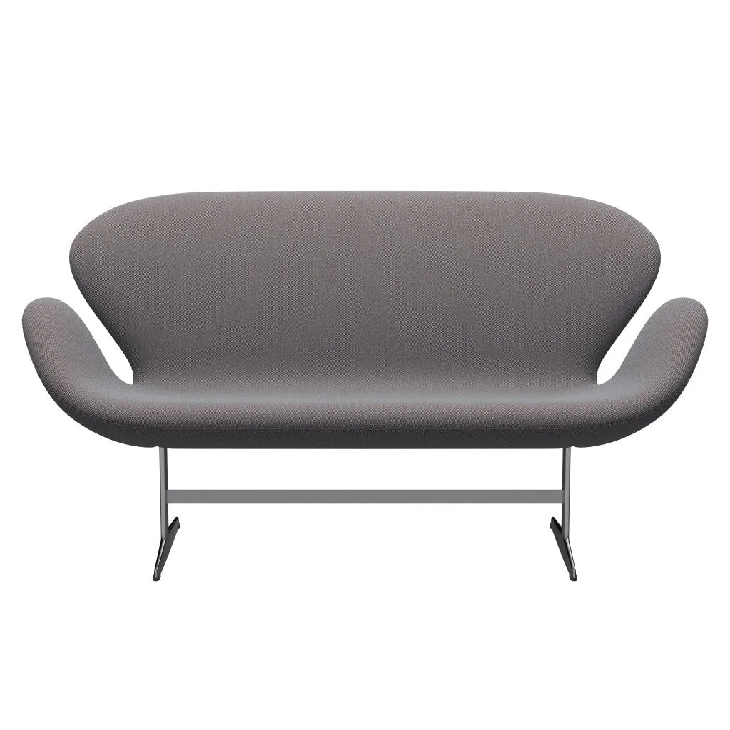 Fritz Hansen Swan™ Sofa 2 Seater, Satin Brushed Aluminium/Steelcut Trio Soft Blue/Brown/Black