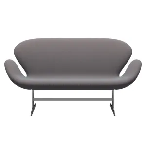 Fritz Hansen Swan™ Sofa 2 Seater, Satin Brushed Aluminium/Steelcut Trio Soft Blue/Brown/Black