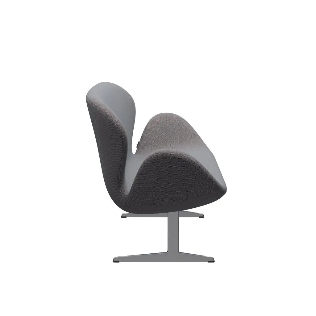 Fritz Hansen Swan™ Sofa 2 Seater, Satin Brushed Aluminium/Steelcut Trio Soft Blue/Brown/Black