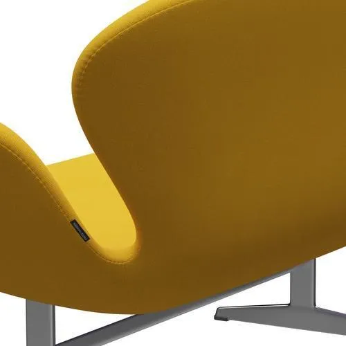 Fritz Hansen Swan™ Sofa 2 Seater, Satin Brushed Aluminium/Steelcut Yellow