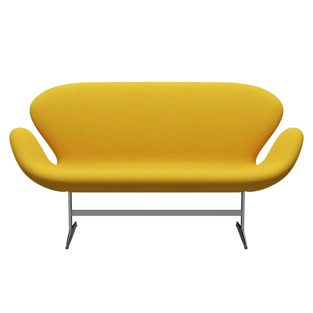 Fritz Hansen Swan™ Sofa 2 Seater, Satin Brushed Aluminium/Steelcut Yellow