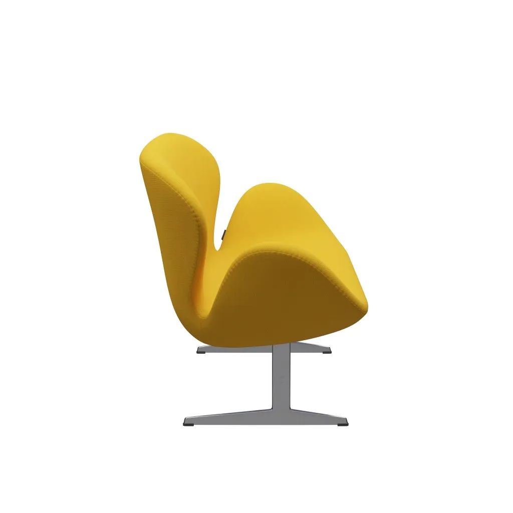 Fritz Hansen Swan™ Sofa 2 Seater, Satin Brushed Aluminium/Steelcut Yellow