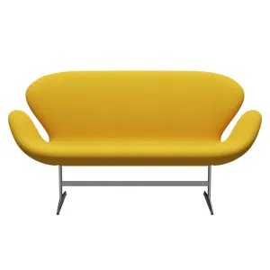 Fritz Hansen Swan™ Sofa 2 Seater, Satin Brushed Aluminium/Steelcut Yellow