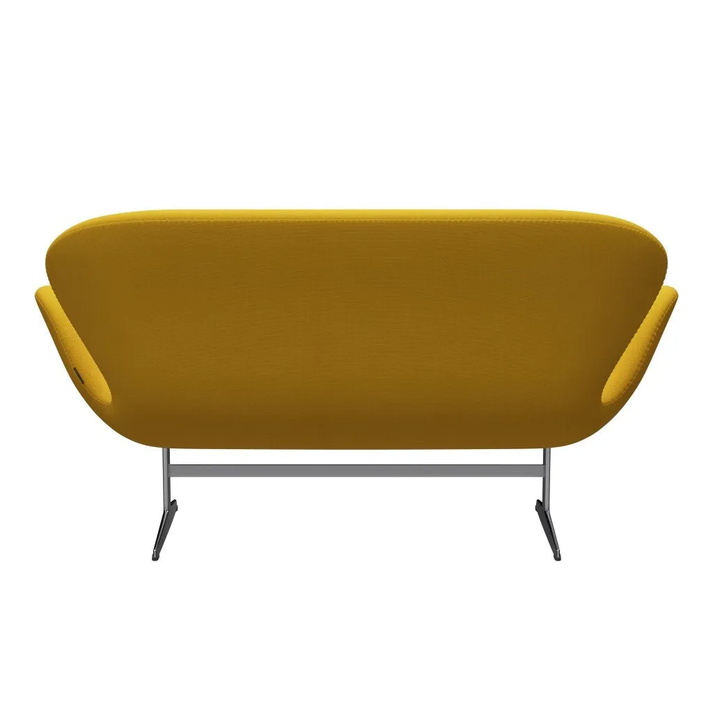 Fritz Hansen Swan™ Sofa 2 Seater, Satin Brushed Aluminium/Steelcut Yellow