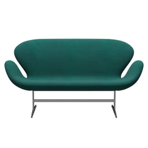 Fritz Hansen Swan™ Sofa 2 Seater, Satin Brushed Aluminium/Sunniva Green