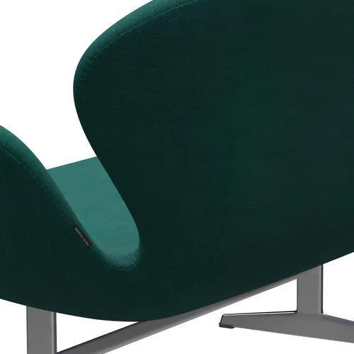 Fritz Hansen Swan™ Sofa 2 Seater, Satin Brushed Aluminium/Sunniva Green
