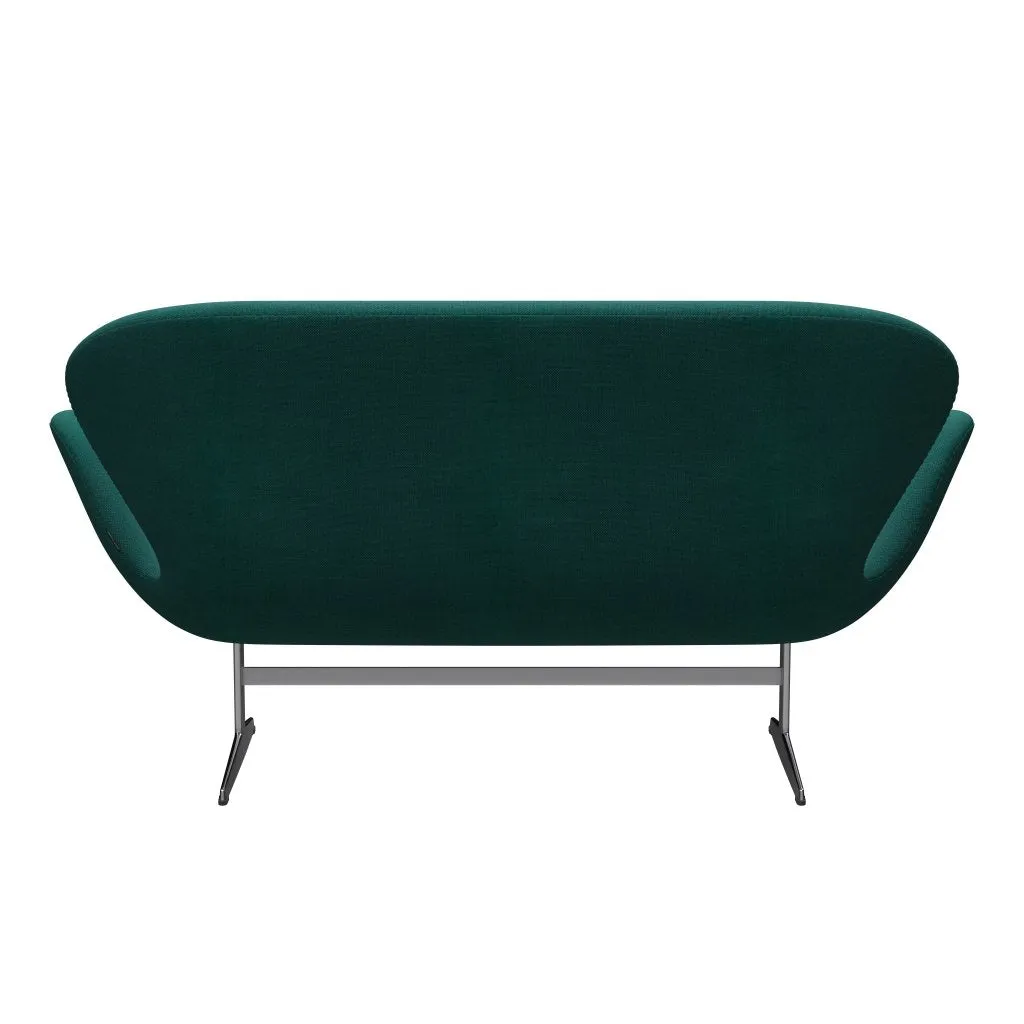 Fritz Hansen Swan™ Sofa 2 Seater, Satin Brushed Aluminium/Sunniva Green