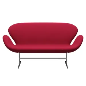 Fritz Hansen Swan™ Sofa 2 Seater, Satin Brushed Aluminium/Tonus Cherry