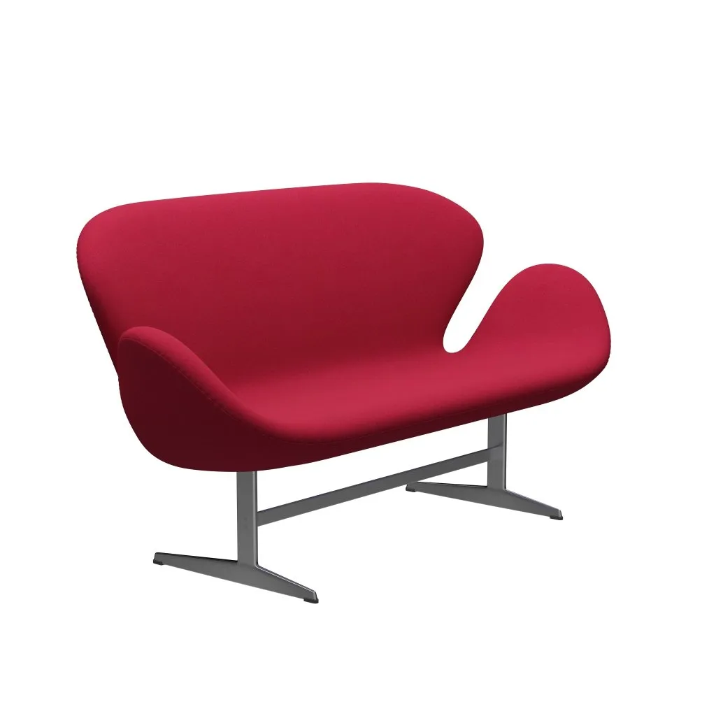 Fritz Hansen Swan™ Sofa 2 Seater, Satin Brushed Aluminium/Tonus Cherry