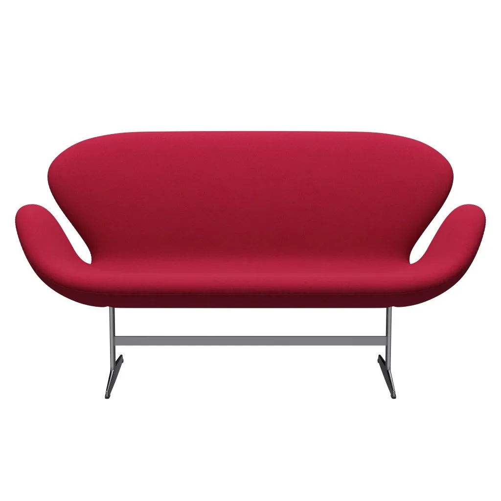Fritz Hansen Swan™ Sofa 2 Seater, Satin Brushed Aluminium/Tonus Cherry