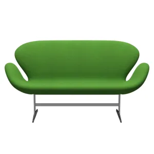 Fritz Hansen Swan™ Sofa 2 Seater, Satin Brushed Aluminium/Tonus Light Green