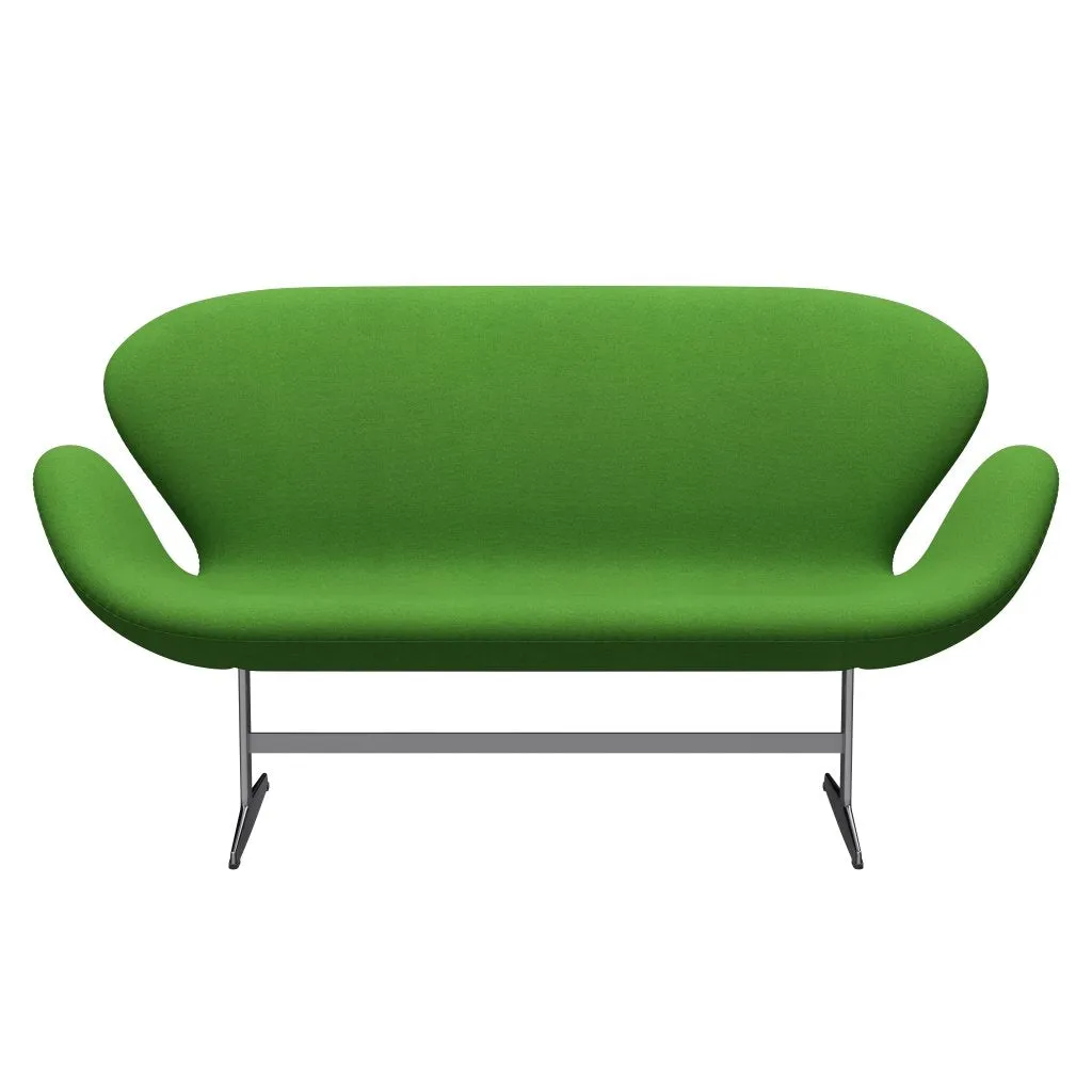 Fritz Hansen Swan™ Sofa 2 Seater, Satin Brushed Aluminium/Tonus Light Green