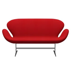 Fritz Hansen Swan™ Sofa 2 Seater, Satin Brushed Aluminium/Tonus Red