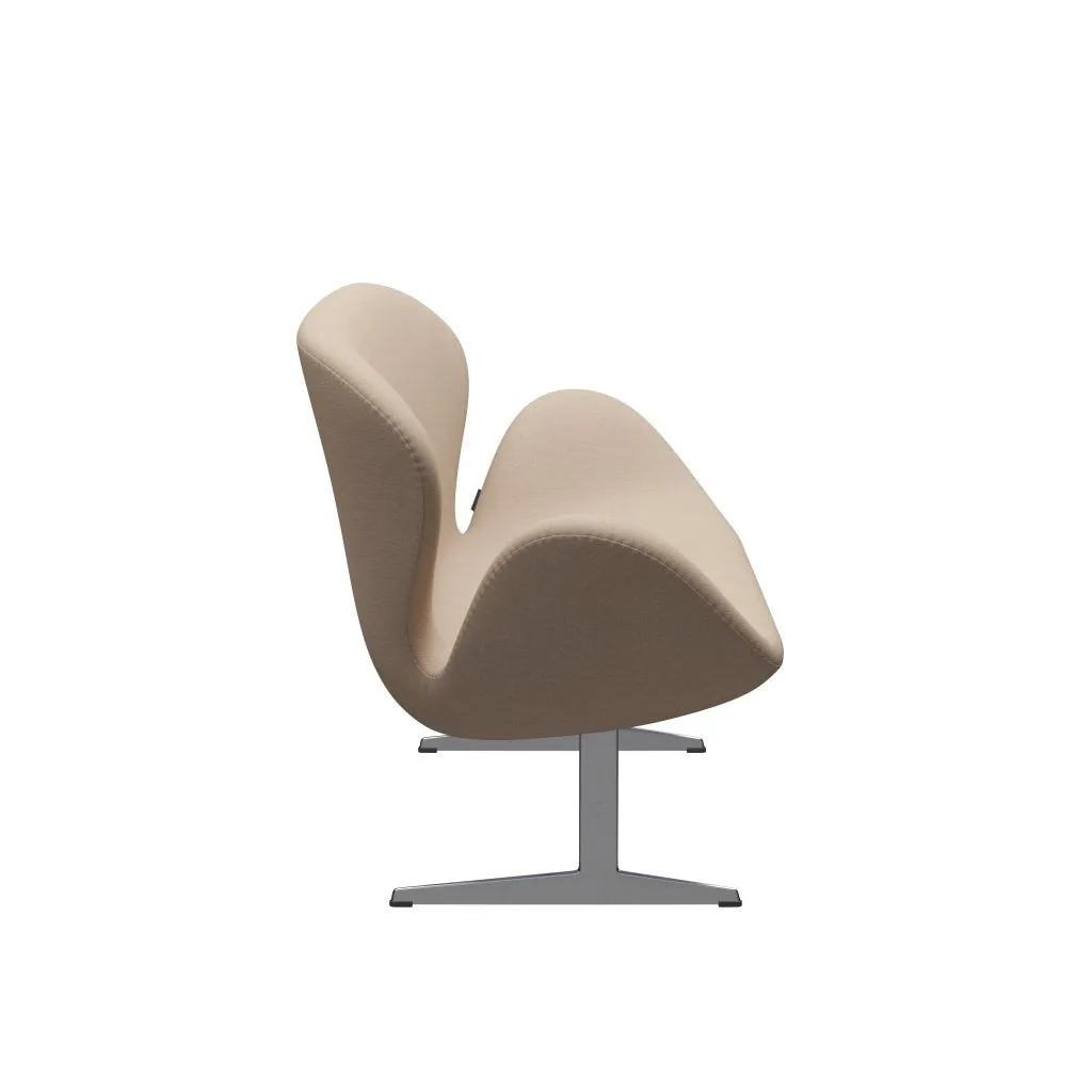 Fritz Hansen Swan™ Sofa 2 Seater, Satin Brushed Aluminium/Tonus Sand