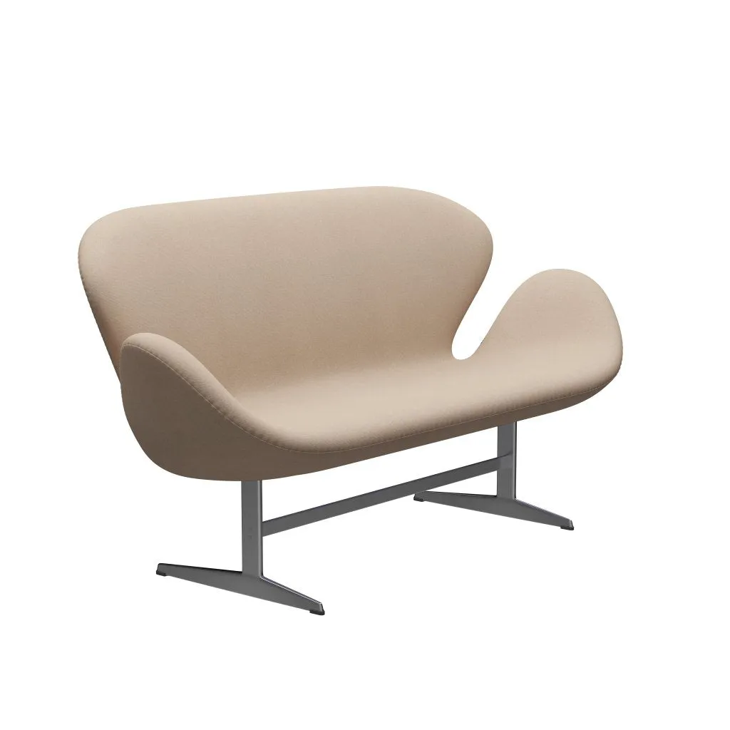 Fritz Hansen Swan™ Sofa 2 Seater, Satin Brushed Aluminium/Tonus Sand