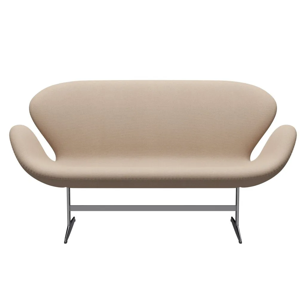 Fritz Hansen Swan™ Sofa 2 Seater, Satin Brushed Aluminium/Tonus Sand