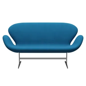 Fritz Hansen Swan™ Sofa 2 Seater, Satin Brushed Aluminum/Steelcut Turquoise/Ocean