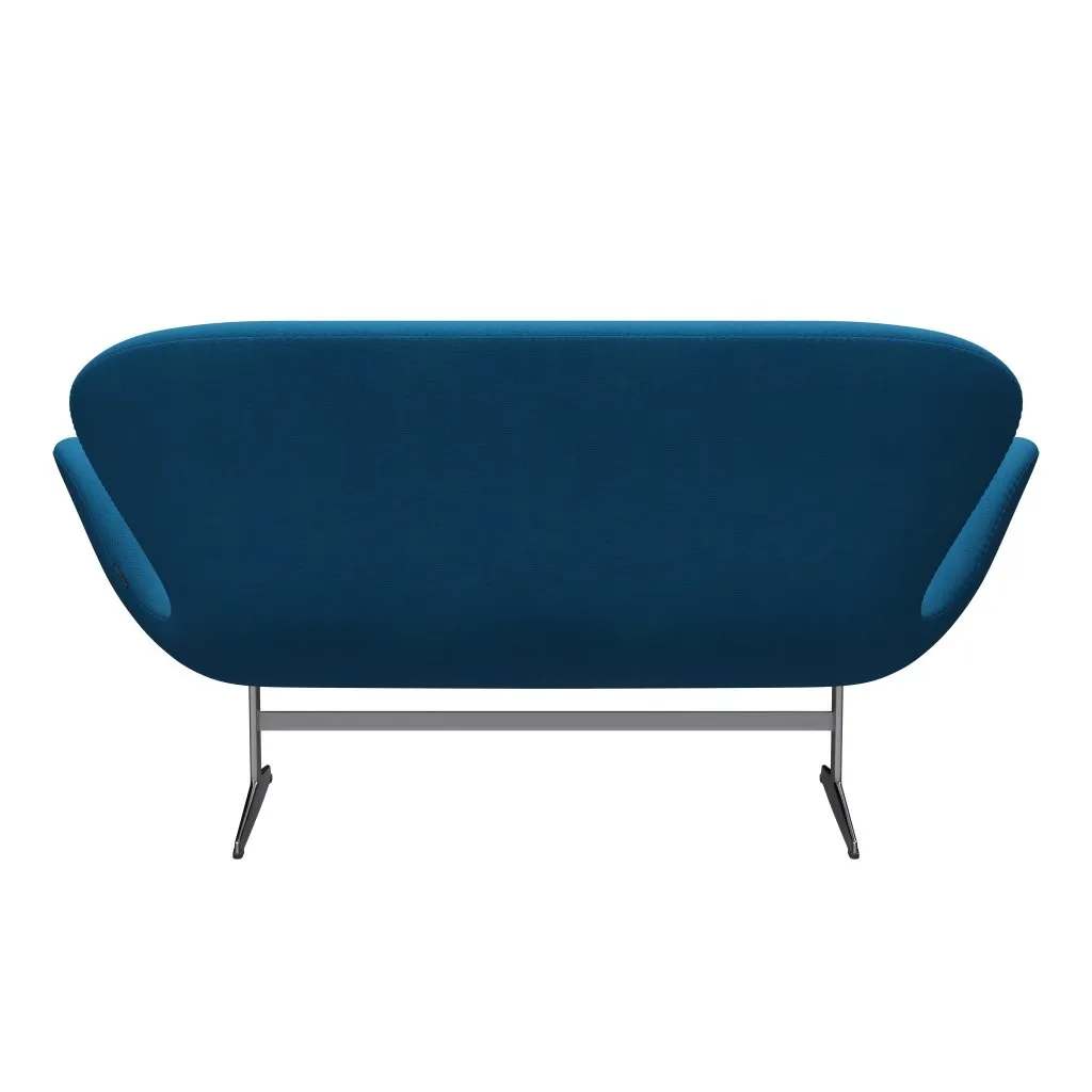 Fritz Hansen Swan™ Sofa 2 Seater, Satin Brushed Aluminum/Steelcut Turquoise/Ocean