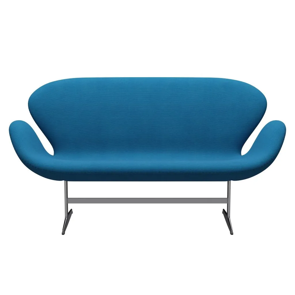 Fritz Hansen Swan™ Sofa 2 Seater, Satin Brushed Aluminum/Steelcut Turquoise/Ocean