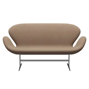 Fritz Hansen Swan™ Sofa 2 Seater, Silver Grey/Capture Sand/Brown