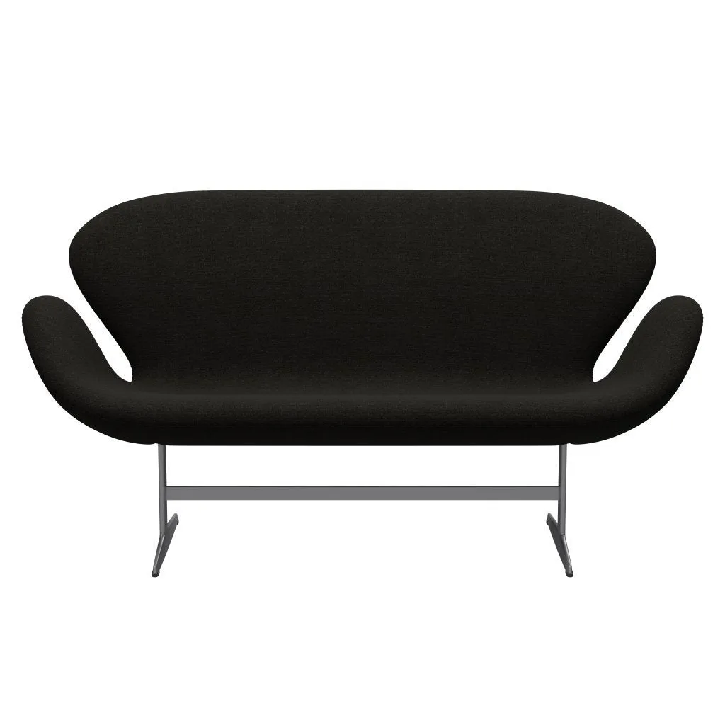 Fritz Hansen Swan™ Sofa 2 Seater, Silver Grey/Hallingdal Brown/Dark Grey