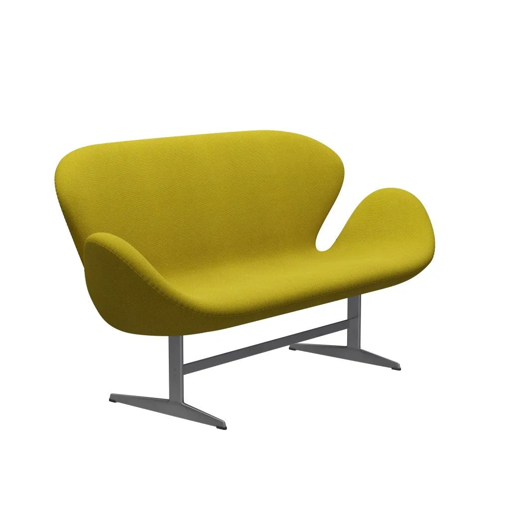 Fritz Hansen Swan™ Sofa 2 Seater, Silver Grey/Hallingdal Yellow/Green