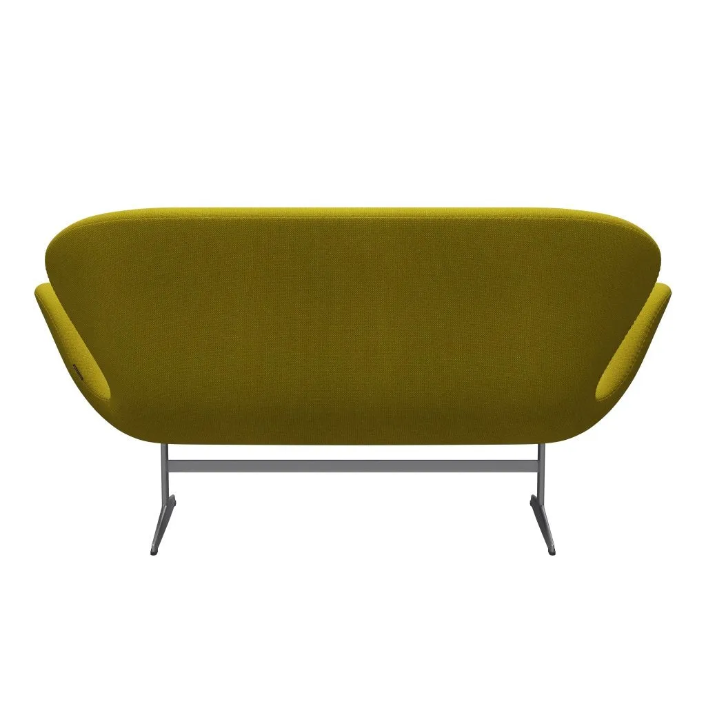Fritz Hansen Swan™ Sofa 2 Seater, Silver Grey/Hallingdal Yellow/Green