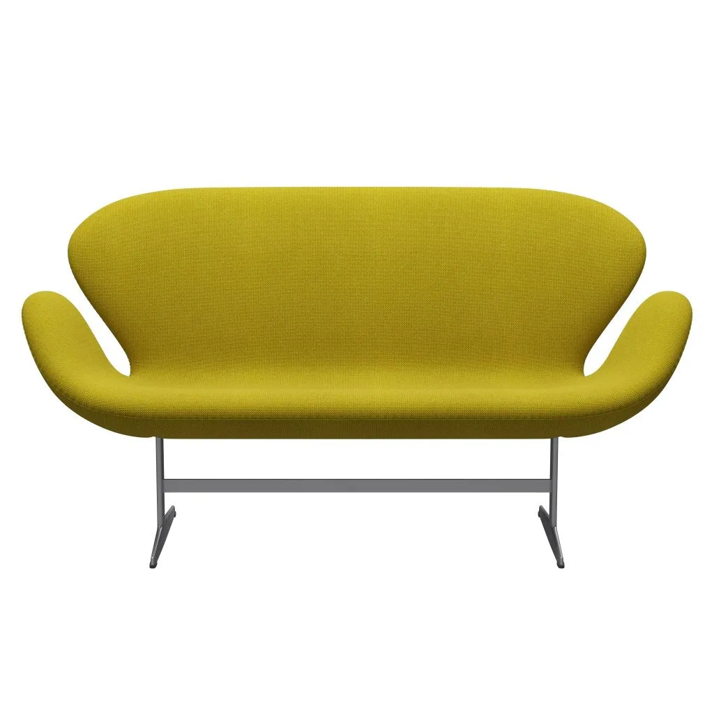 Fritz Hansen Swan™ Sofa 2 Seater, Silver Grey/Hallingdal Yellow/Green