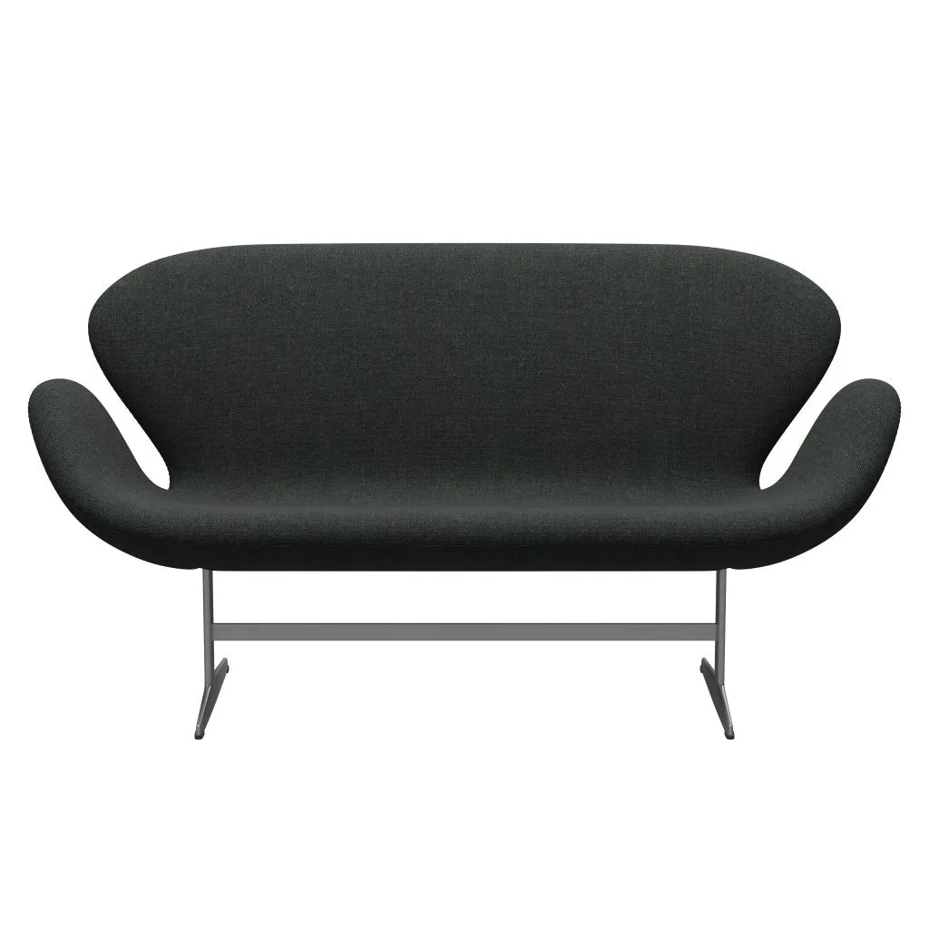 Fritz Hansen Swan™ Sofa 2 Seater, Silver Grey/Re Wool Black/Natural