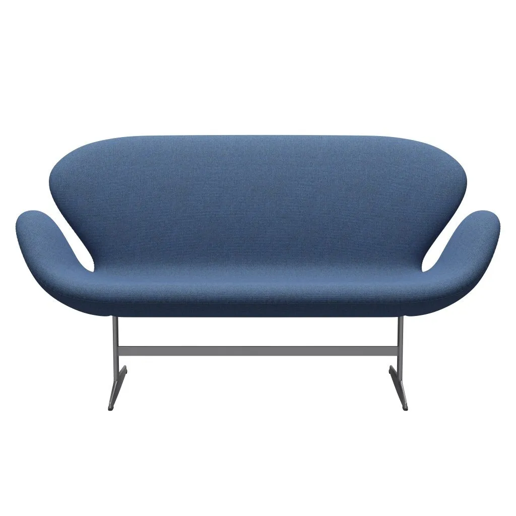 Fritz Hansen Swan™ Sofa 2 Seater, Silver Grey/Re Wool Blue/Natural
