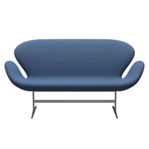 Fritz Hansen Swan™ Sofa 2 Seater, Silver Grey/Re Wool Blue/Natural