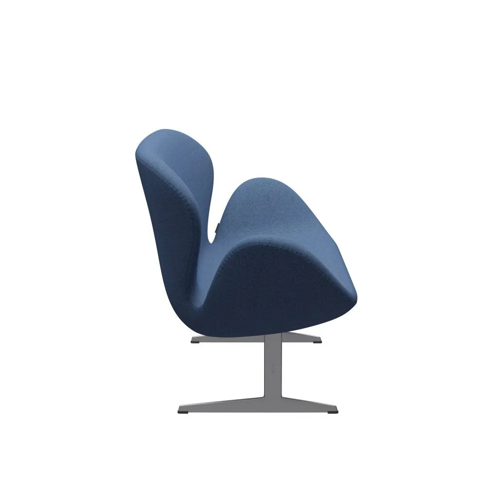 Fritz Hansen Swan™ Sofa 2 Seater, Silver Grey/Re Wool Blue/Natural
