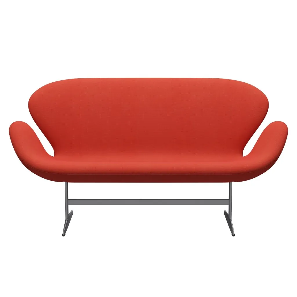 Fritz Hansen Swan™ Sofa 2 Seater, Silver Grey/Steelcut Light Red
