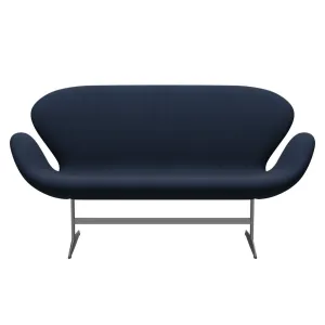 Fritz Hansen Swan™ Sofa 2 Seater, Silver Grey/Steelcut Ocean Blue Dark