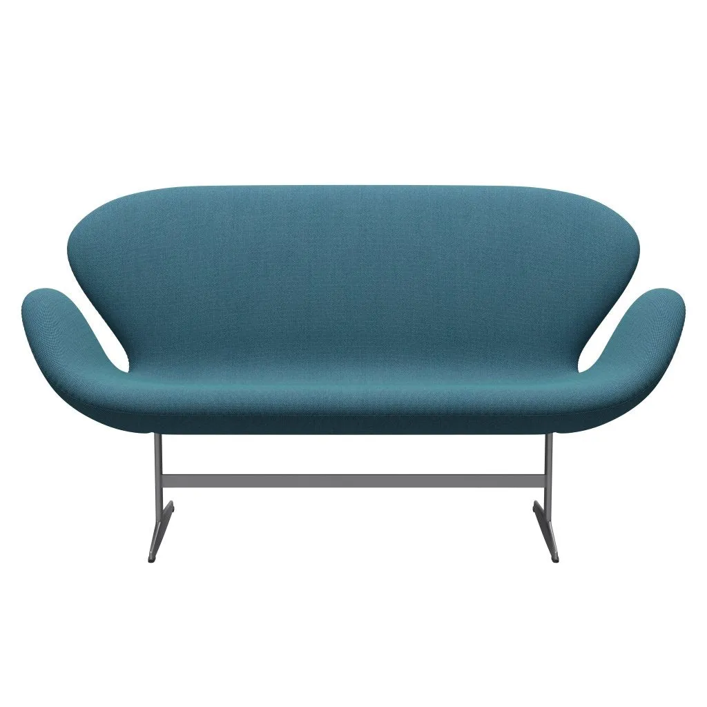 Fritz Hansen Swan™ Sofa 2 Seater, Silver Grey/Steelcut Trio Turquoise