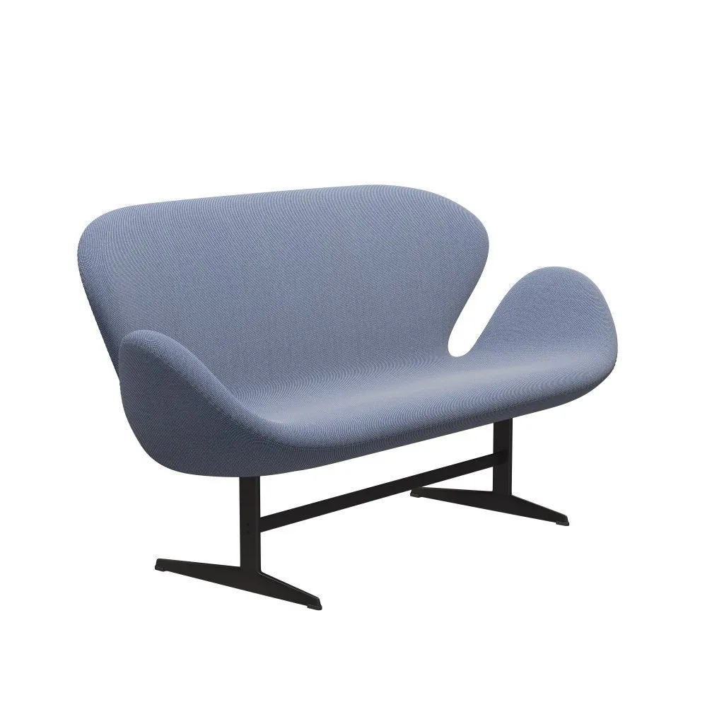 Fritz Hansen Swan™ Sofa 2 Seater, Warm Graphite/Steelcut Trio White/Blue