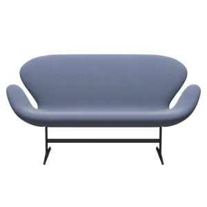 Fritz Hansen Swan™ Sofa 2 Seater, Warm Graphite/Steelcut Trio White/Blue