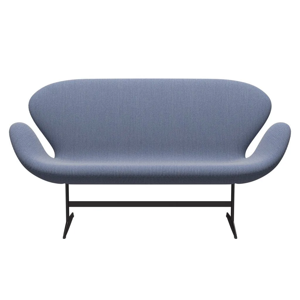 Fritz Hansen Swan™ Sofa 2 Seater, Warm Graphite/Steelcut Trio White/Blue