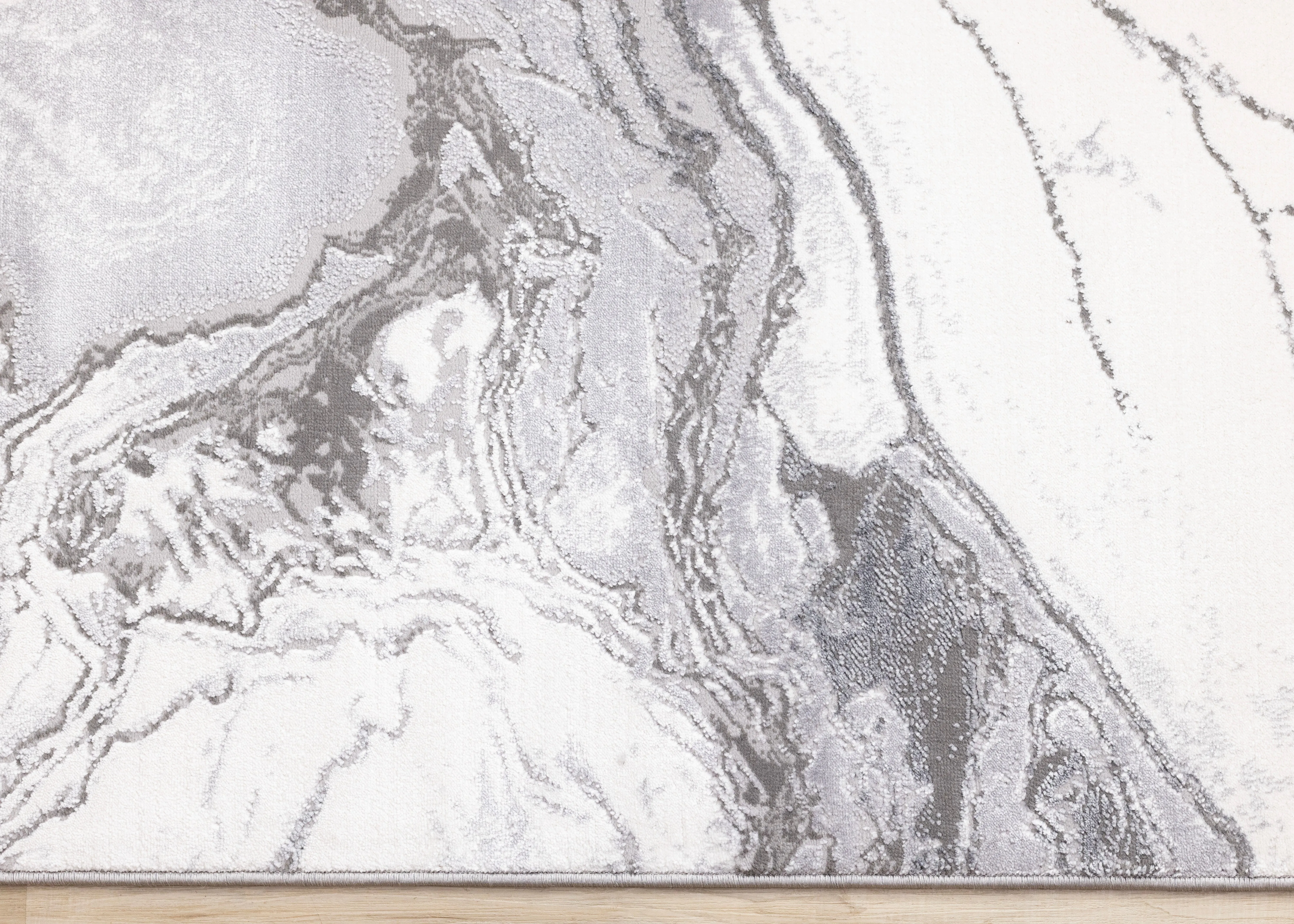 Frosted Cloud 6'7" x 9'6" Marble Design Area Rug - Grey, White
