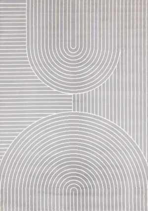 Functional Modern Arches Area Rug - Grey White - 8' X 11'