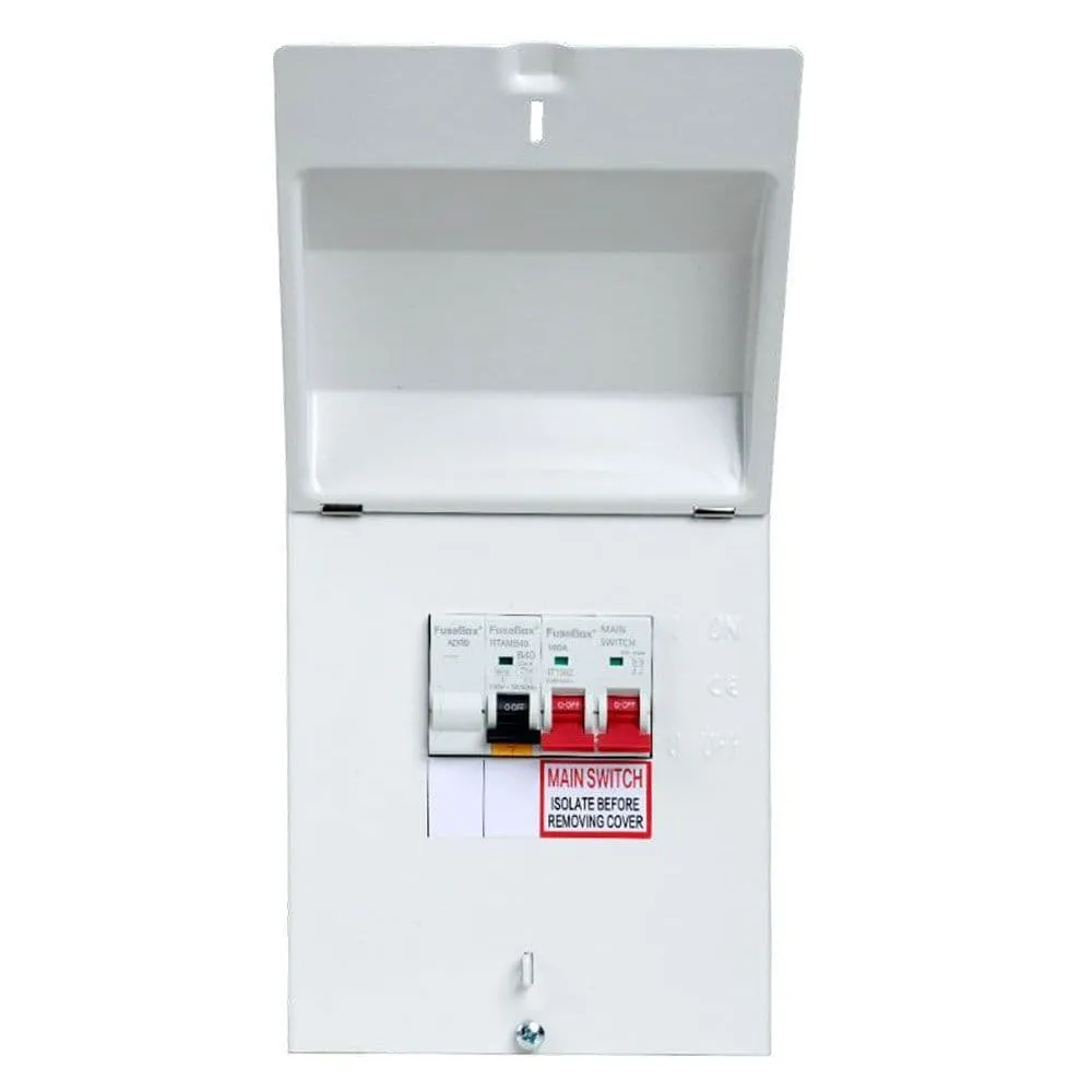 FuseBox EV DIST 100A Main Switch   2 Pole 32A 30MA Mini RCBO