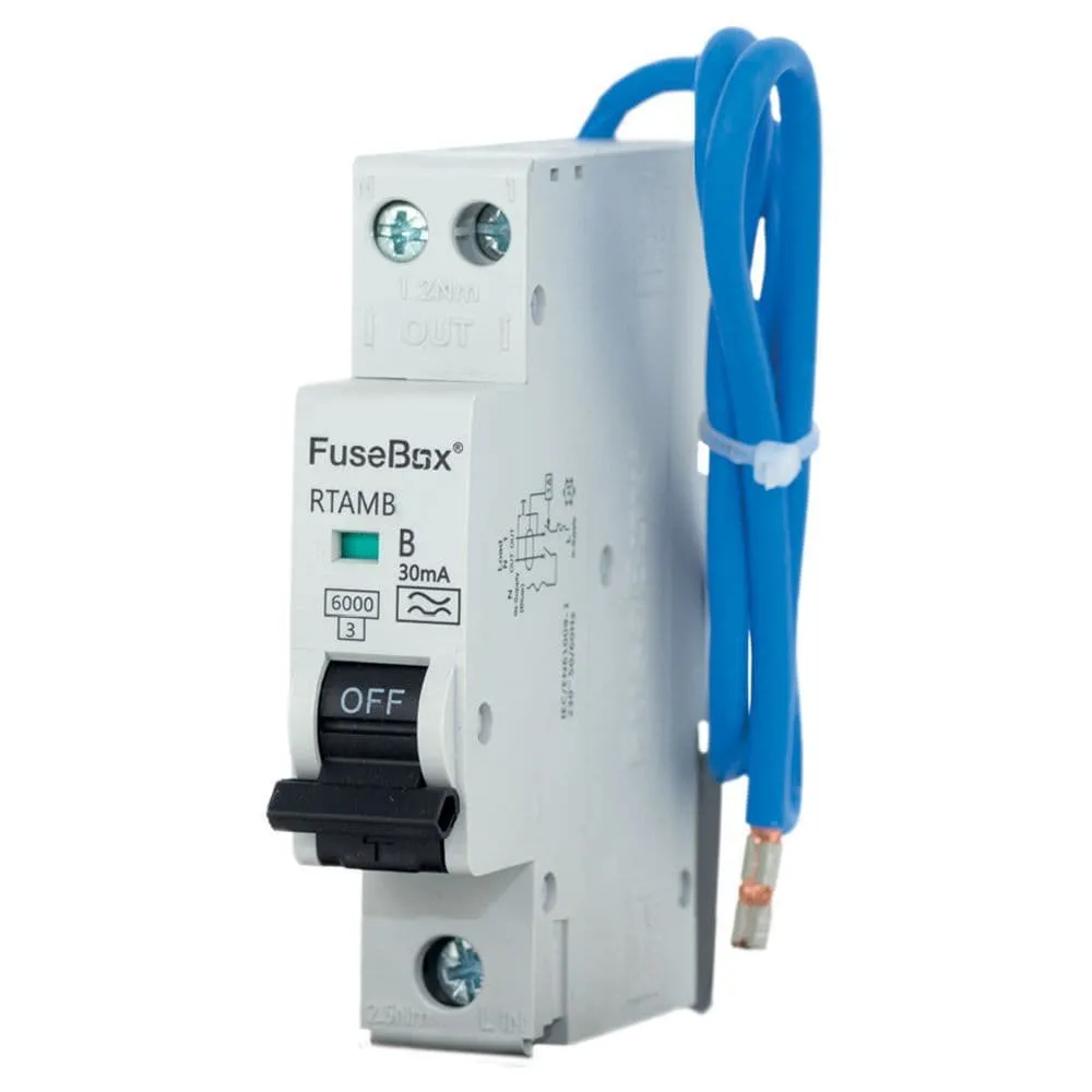 FuseBox RTAMB16 Mini 16A B-Curve RCBO 2 Pole 30mA 6kA Type A  (PIMO10)