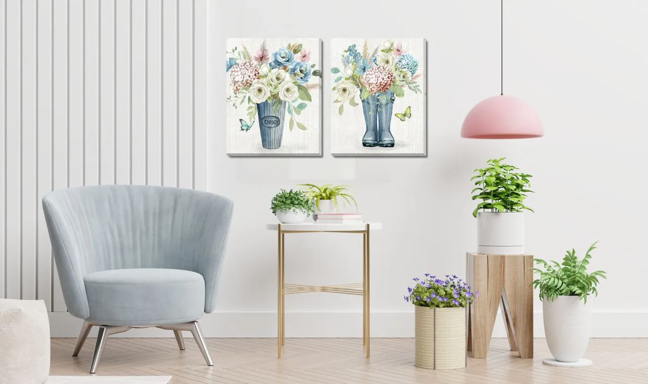 Garden Vase Wall Art - Blue/Green/White - 16 X 20