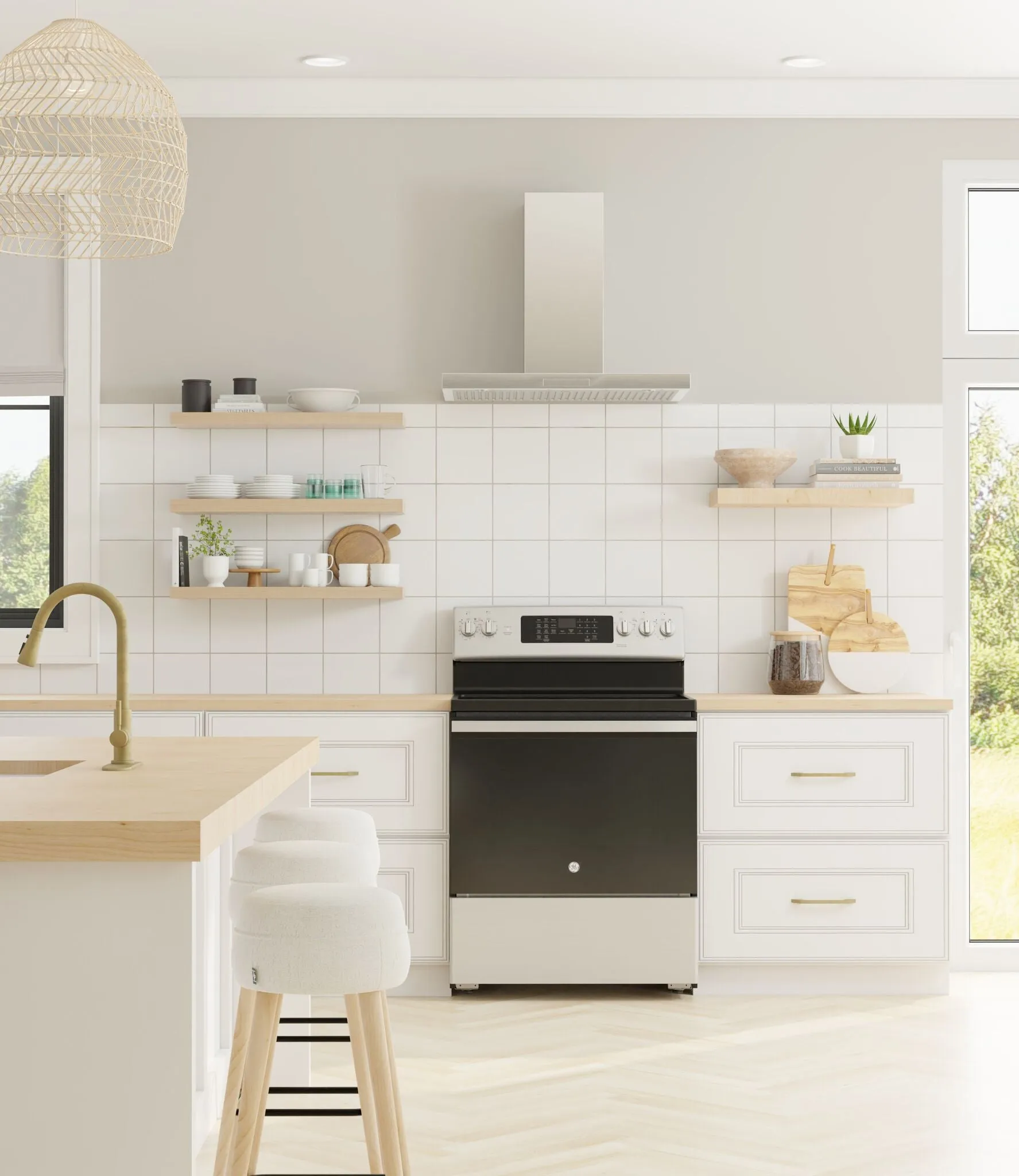 GE Stainless Steel Free-Standing Electric Convection Range with No-Preheat Air Fry (5.0 cu.ft) - JCB840STSS