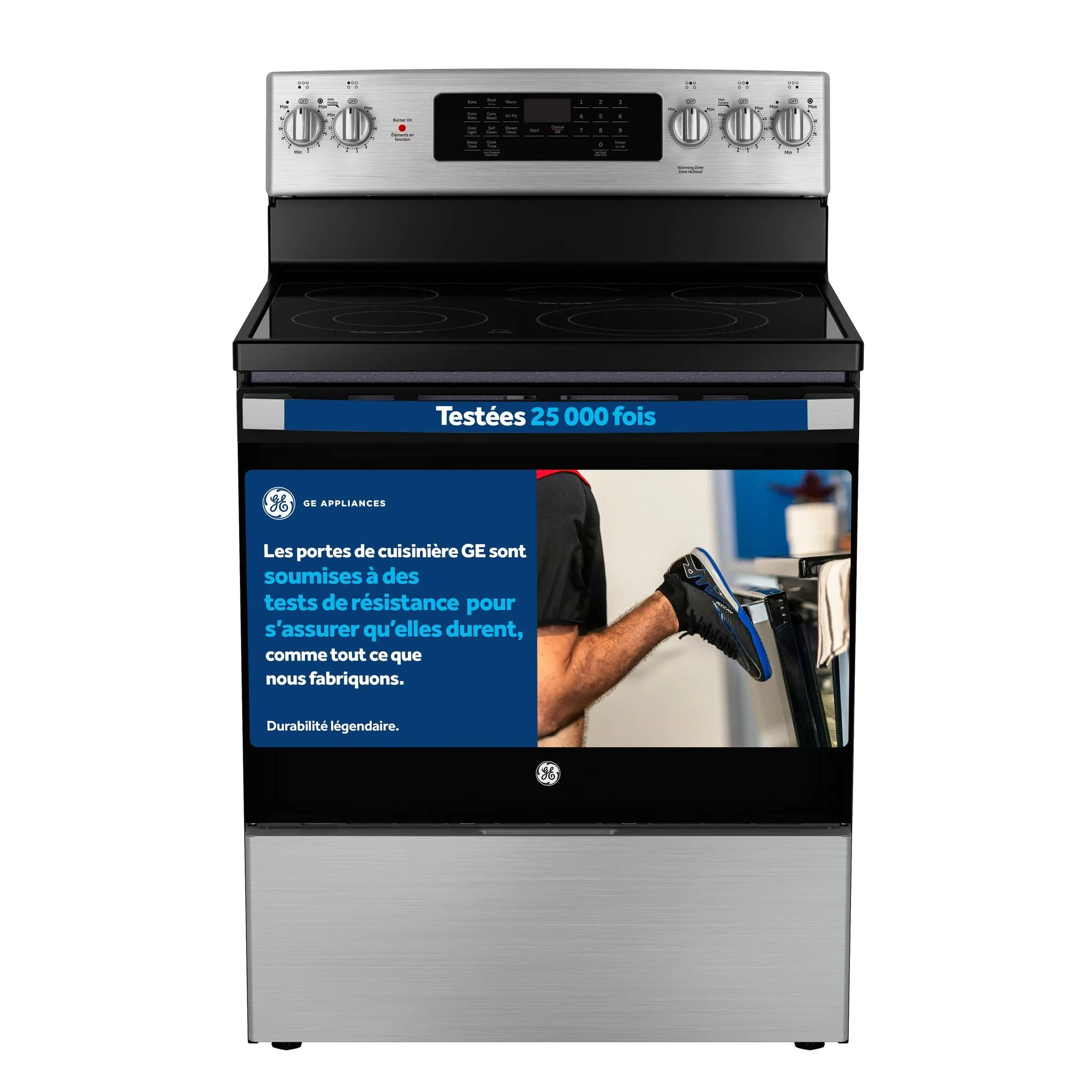 GE Stainless Steel Free-Standing Electric Convection Range with No-Preheat Air Fry (5.0 cu.ft) - JCB840STSS