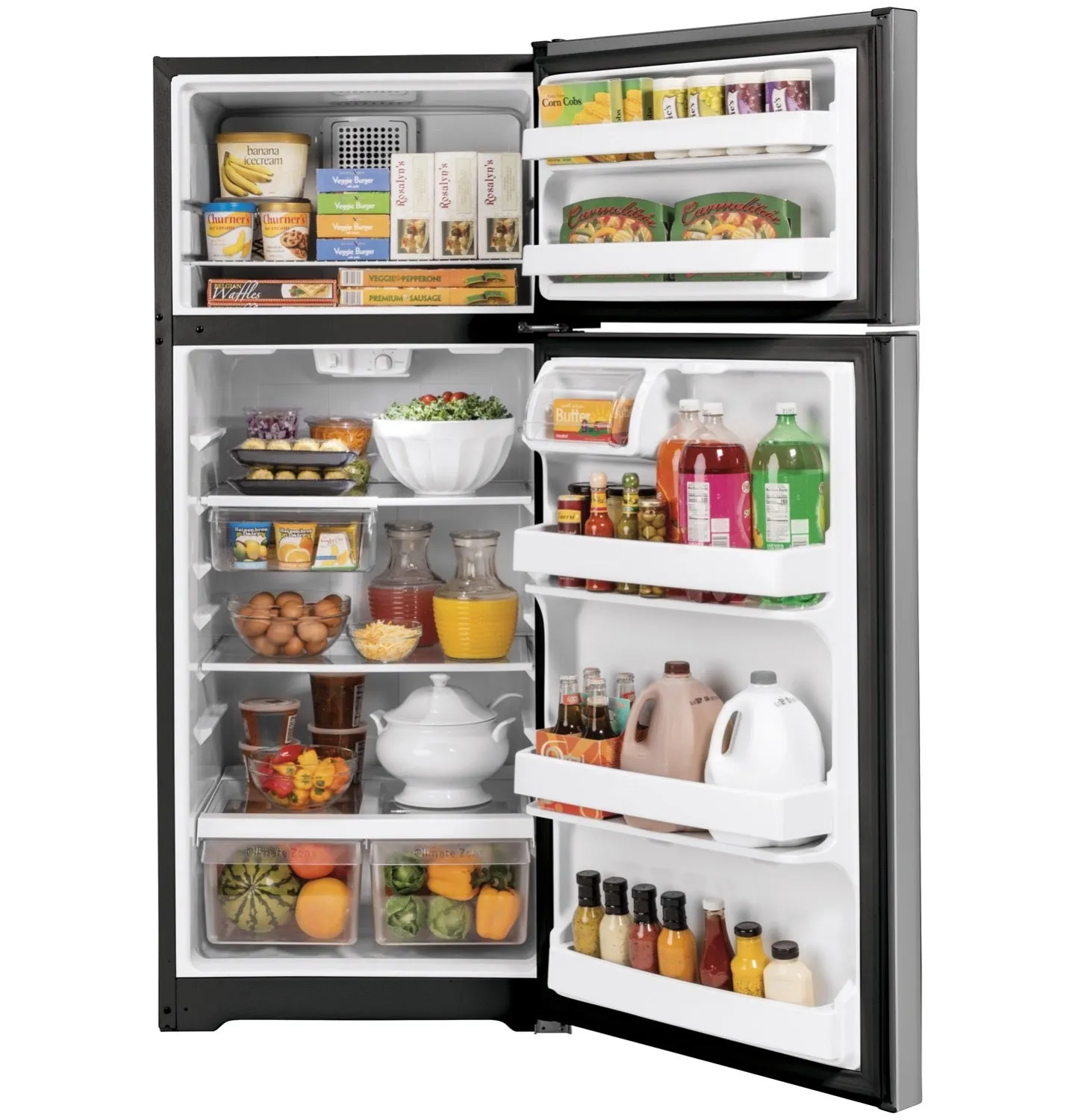 GE Stainless Steel Top Mount Refrigerator (16.6 Cu.Ft) - GTE17GSNRSS