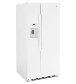 GE White 33" Side-by-Side Refrigerator with Ice & Water Dispenser (23 Cu. Ft.)- GSS23GGPWW