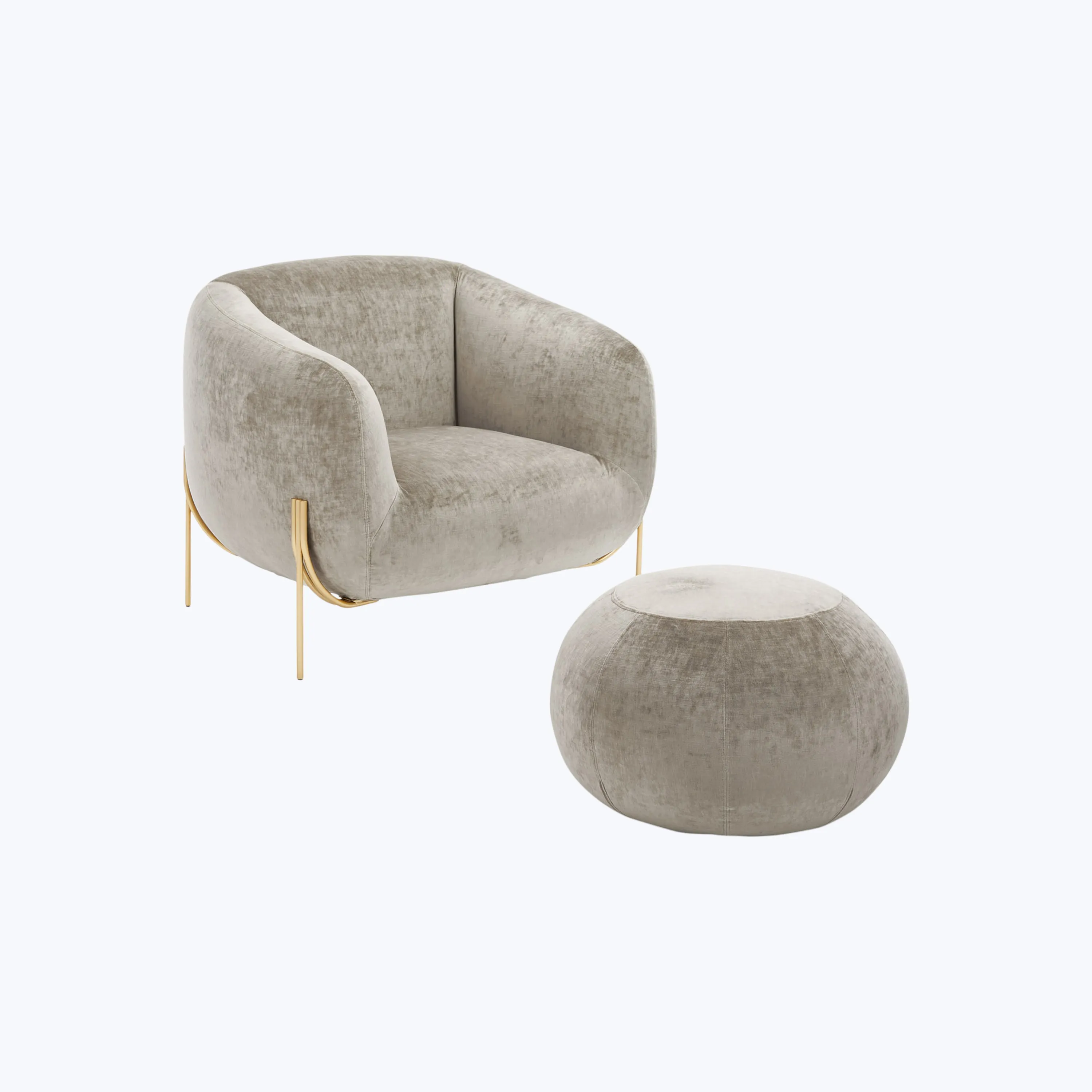 Geo Crushed Velvet Ottoman, Small